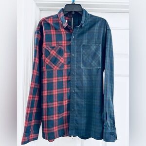FairPlay Men’s 2-color Checked Shirt With A Zipper On The Back,‎ Fleece Size M